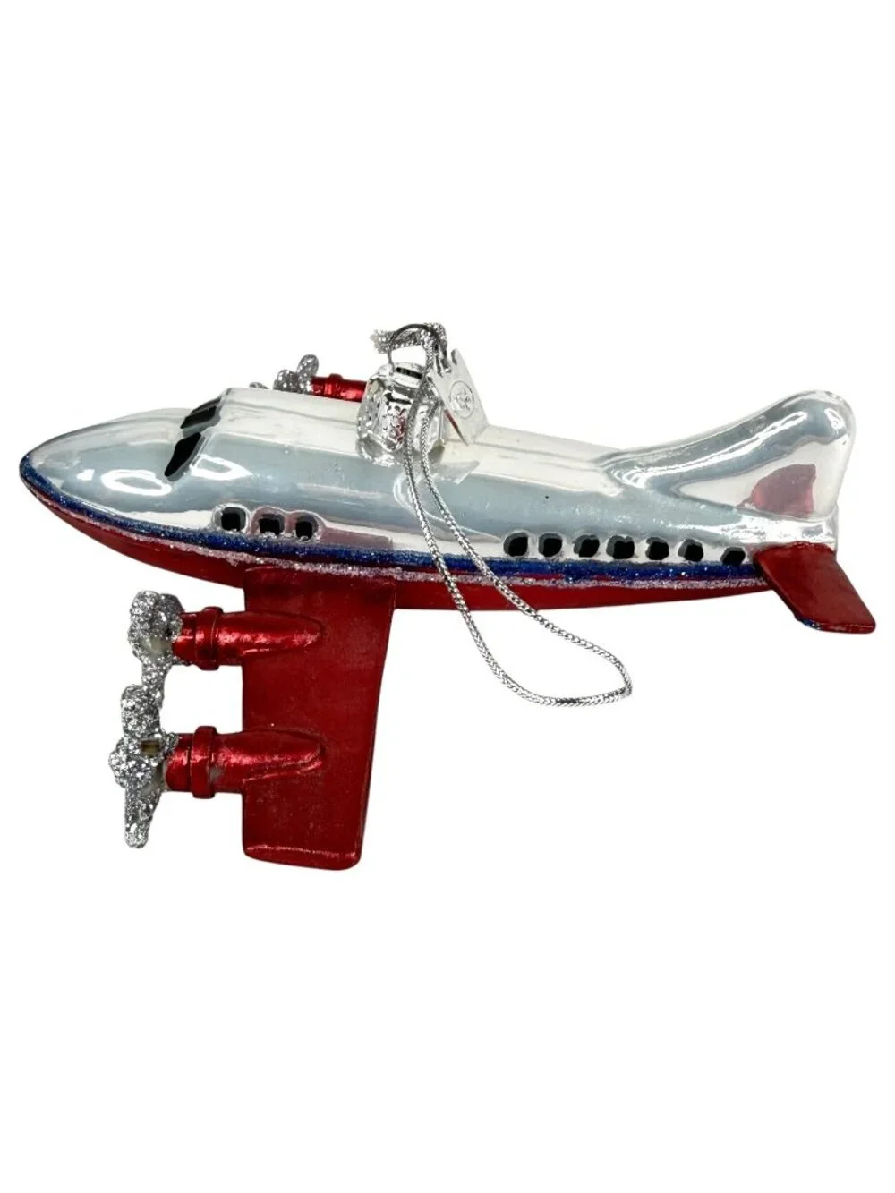 3 Kurt Adler Noble Gems Glass Airplane Christmas Ornaments 4‎ Engine Transport